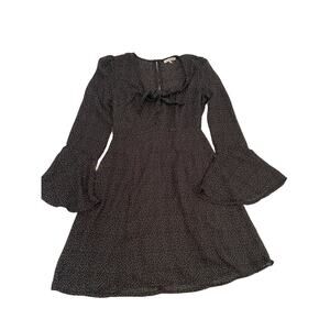 Charlotte Russe A-Line Polka Dot Dress Size S Black Flare Sleeve